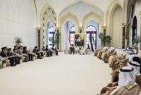 Pertemuan bilateral antara Presiden RI Prabowo Subianto dan Presiden Uni Emirat Arab (UEA) Mohammed bin Zayed Al Nahyan di Istana Kepresidenan Qasr Al Watan, Sabtu (23/112024). (Dok. Tim Komunikasi Prabowo Subianto)